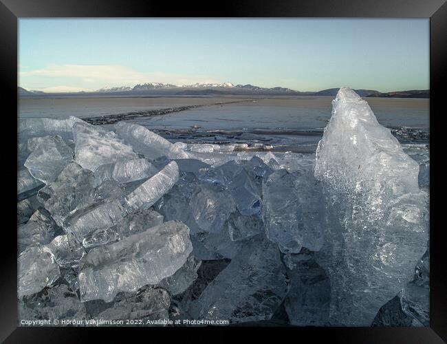 Ice On Lake. Framed Print by Hörður Vilhjálmsson
