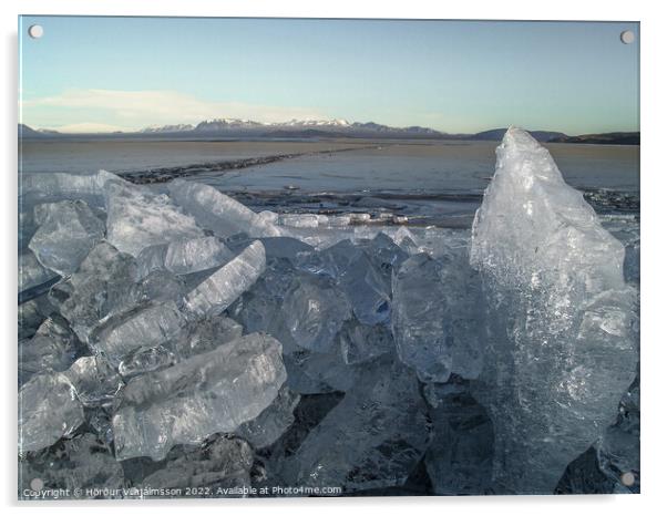 Ice On Lake. Acrylic by Hörður Vilhjálmsson