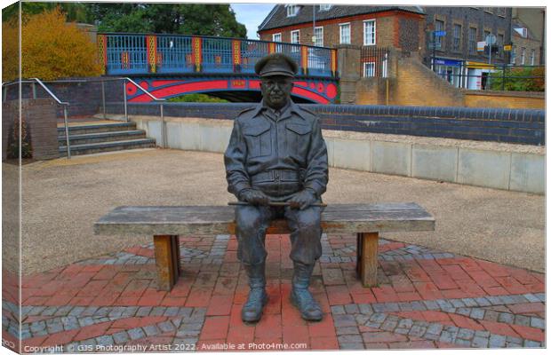 Captain Mainwaring Statue Thetford Canvas Print by GJS Photography Artist