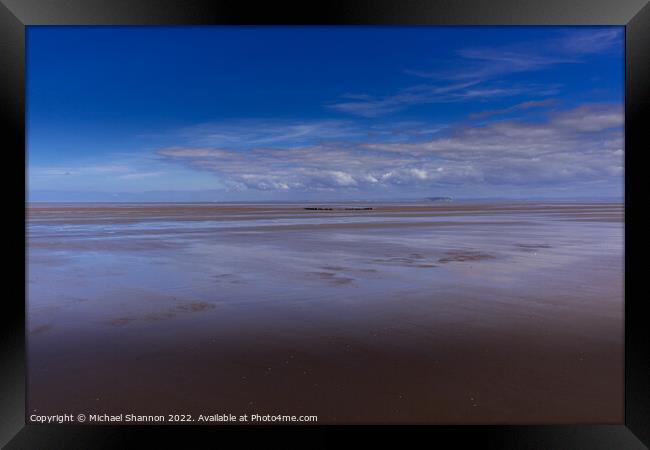 The endless beach at Berrow near Burnham-on-Sea in Framed Print by Michael Shannon