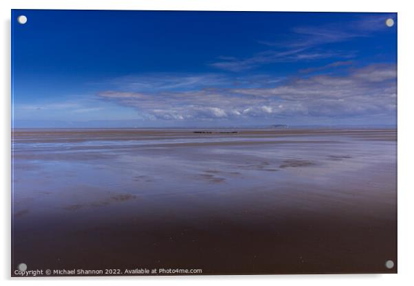 The endless beach at Berrow near Burnham-on-Sea in Acrylic by Michael Shannon