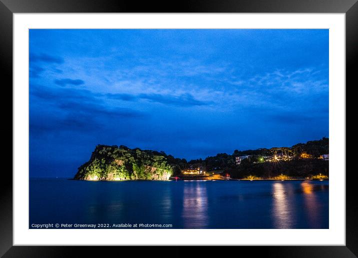 The 'Ness' In Shaldon Illuminated At Night Framed Mounted Print by Peter Greenway