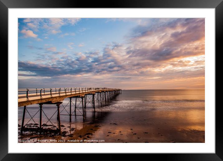 Saltburn by the sea golden hour Framed Mounted Print by Richard Perks