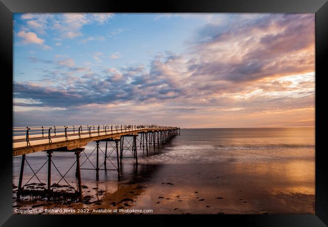 Saltburn by the sea golden hour Framed Print by Richard Perks