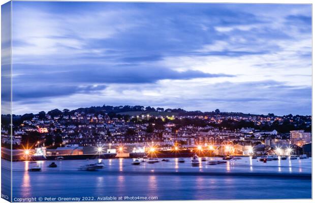 Teignmouth From Shaldon Beach In Long Exposure Canvas Print by Peter Greenway