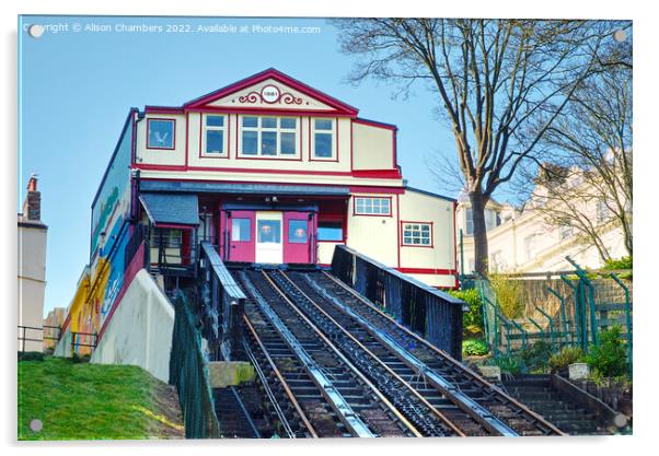 Scarborough Central Tramway Acrylic by Alison Chambers