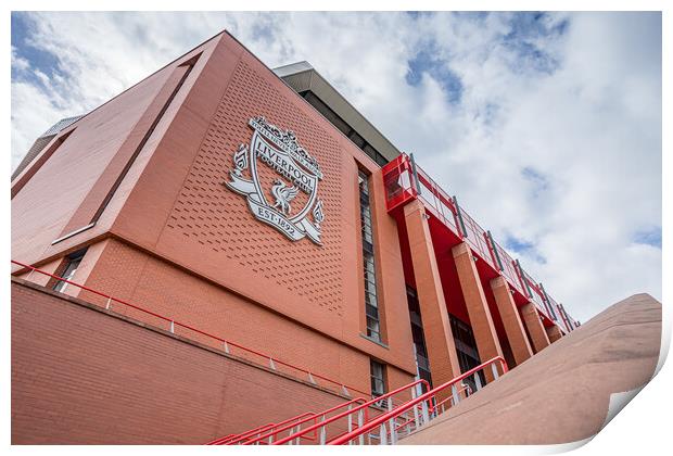 Looking up at the Main Stand at Anfield Print by Jason Wells