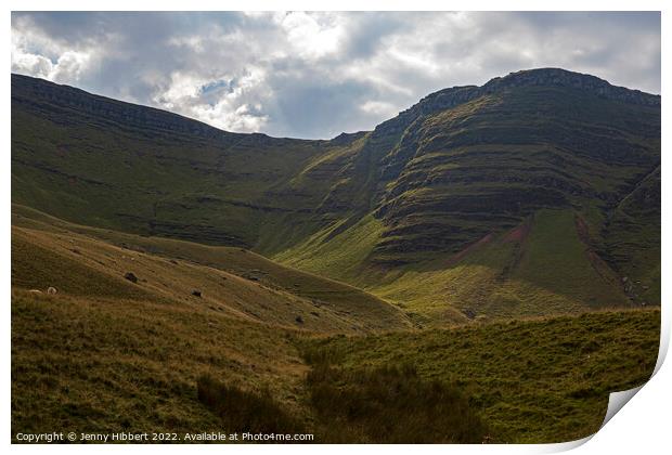 Llyn Y Fan Fawr mountain range South Wales Print by Jenny Hibbert