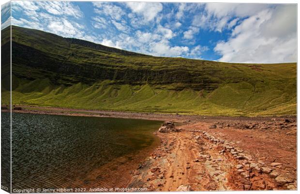 Drought conditions at Llyn Y Fan Fawr South Wales Canvas Print by Jenny Hibbert