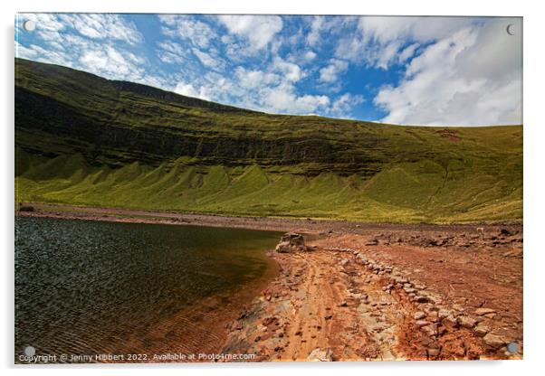 Drought conditions at Llyn Y Fan Fawr South Wales Acrylic by Jenny Hibbert