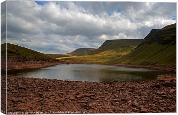 Drought conditions at Llyn Y Fan Fawr Brecon Beacons Canvas Print by Jenny Hibbert