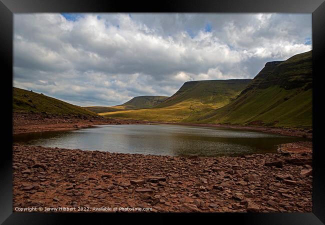 Drought conditions at Llyn Y Fan Fawr Brecon Beacons Framed Print by Jenny Hibbert