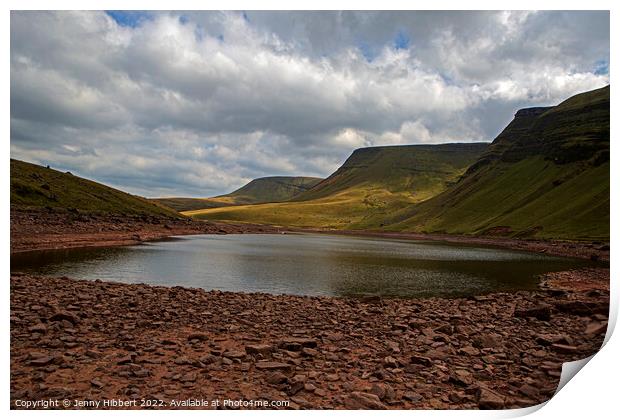 Drought conditions at Llyn Y Fan Fawr Brecon Beacons Print by Jenny Hibbert