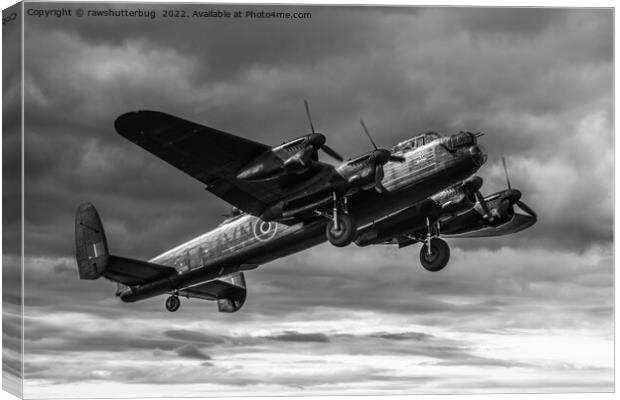 Lancaster Bomber In The Sky Mono Canvas Print by rawshutterbug 