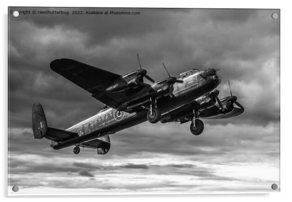 Lancaster Bomber In The Sky Mono Acrylic by rawshutterbug 