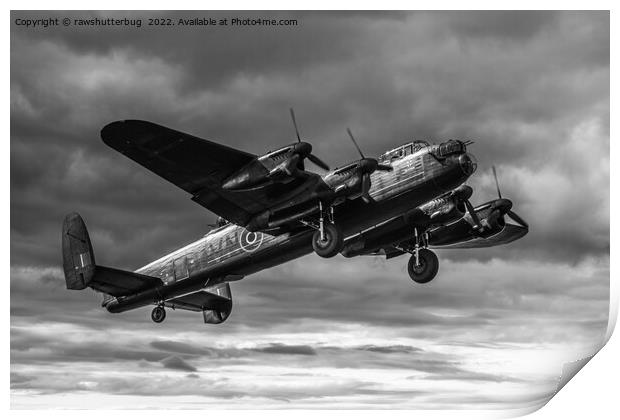 Lancaster Bomber In The Sky Mono Print by rawshutterbug 