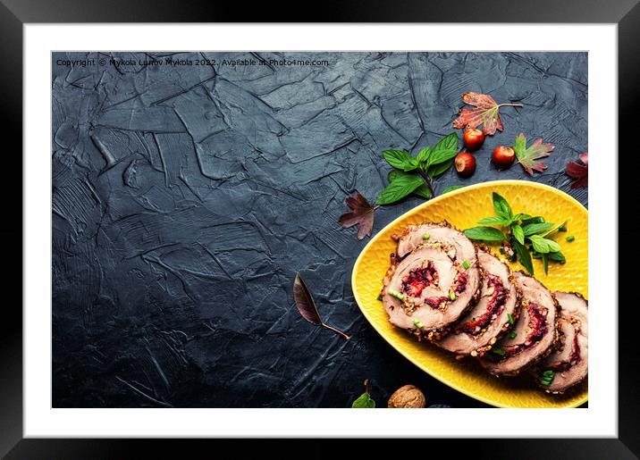 Meat roll with plum Framed Mounted Print by Mykola Lunov Mykola