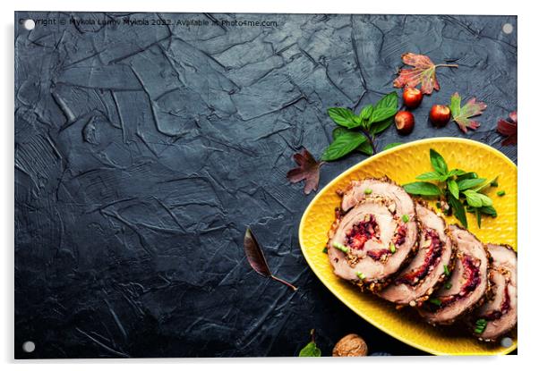 Meat roll with plum Acrylic by Mykola Lunov Mykola