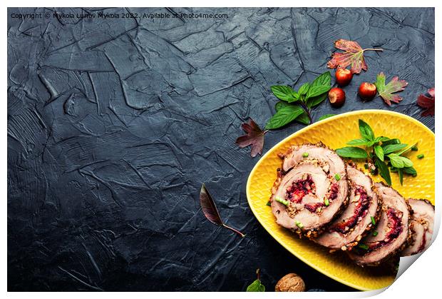 Meat roll with plum Print by Mykola Lunov Mykola