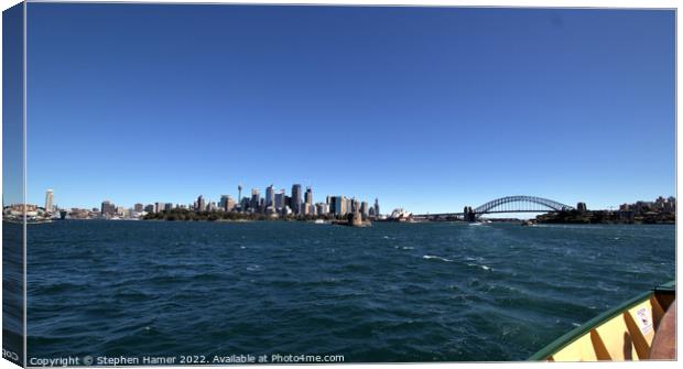 Sydneys Majestic Harbour A Panoramic View Canvas Print by Stephen Hamer