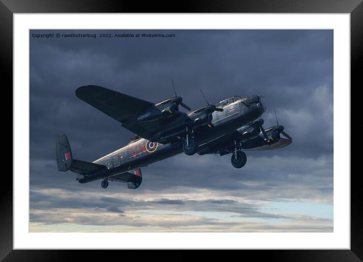 Lancaster Bomber In The Sky Framed Mounted Print by rawshutterbug 
