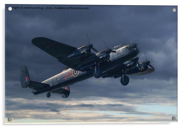 Lancaster Bomber In The Sky Acrylic by rawshutterbug 