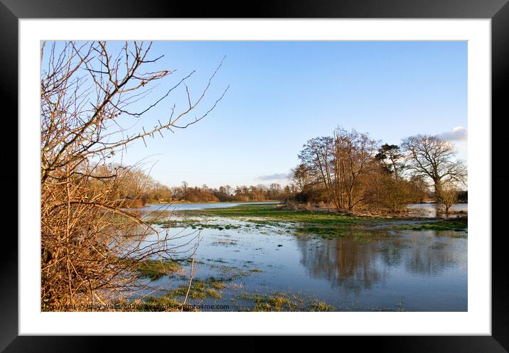 Floods at Hellingly, East Sussex Framed Mounted Print by Sally Wallis