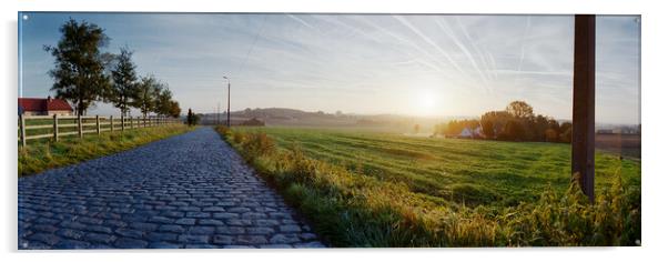 paving sett roadin autumnal sunlight Acrylic by youri Mahieu