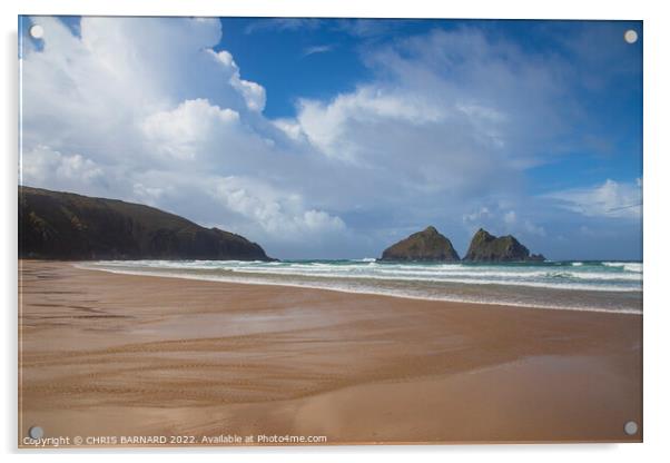 Carters Rocks Holywell Bay Acrylic by CHRIS BARNARD