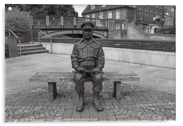 Captain Mainwaring Statue Thetford in Black and White Acrylic by GJS Photography Artist