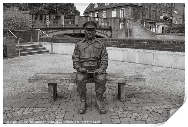 Captain Mainwaring Statue Thetford in Black and White Print by GJS Photography Artist