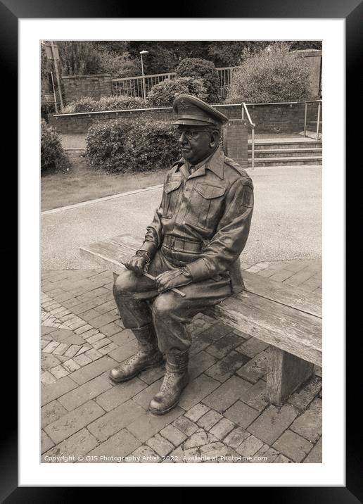 Captain Mainwaring Statue Sepia Framed Mounted Print by GJS Photography Artist