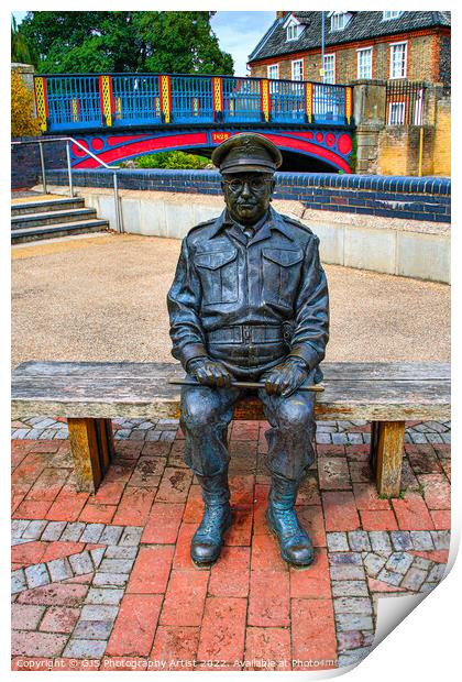 Arthur Lowe Statue Sitting at Thetford Print by GJS Photography Artist