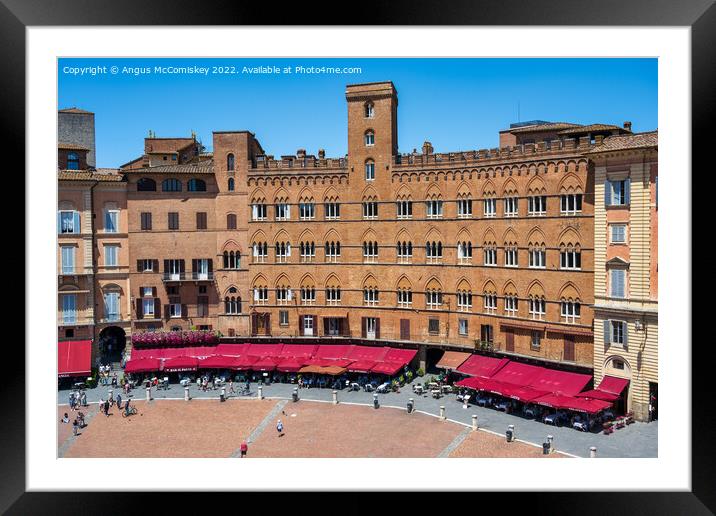 Medieval buildings in Piazza del Campo in Siena Framed Mounted Print by Angus McComiskey