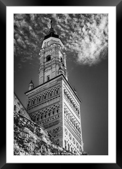 Mudejar style tower, Aragon, Spain - Black and White Edition  Framed Mounted Print by Jordi Carrio