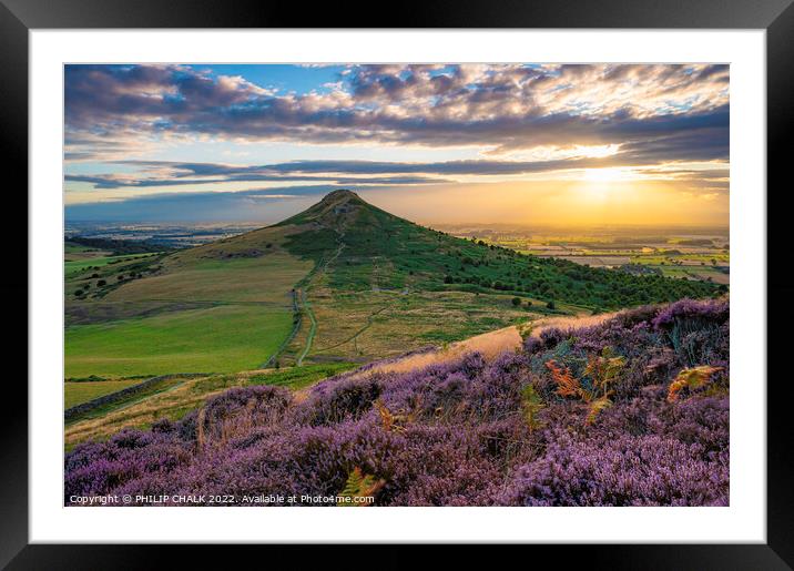 Majestic Sunset Over Roseberry Topping Framed Mounted Print by PHILIP CHALK