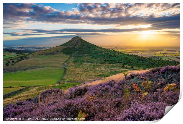 Majestic Sunset Over Roseberry Topping Print by PHILIP CHALK