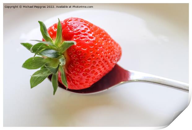 Strawberries with leaves on a plate in a glas bowl. Isolated on  Print by Michael Piepgras