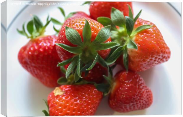 Close up on natural background of red strawberries ready for eat Canvas Print by Michael Piepgras