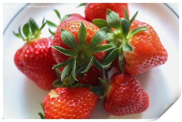 Close up on natural background of red strawberries ready for eat Print by Michael Piepgras