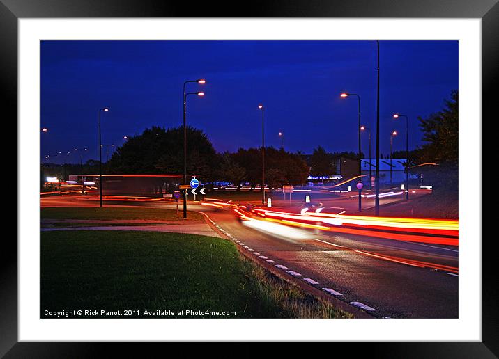 Laceby Crossroads Light Trails Framed Mounted Print by Rick Parrott
