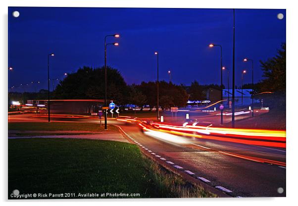 Laceby Crossroads Light Trails Acrylic by Rick Parrott