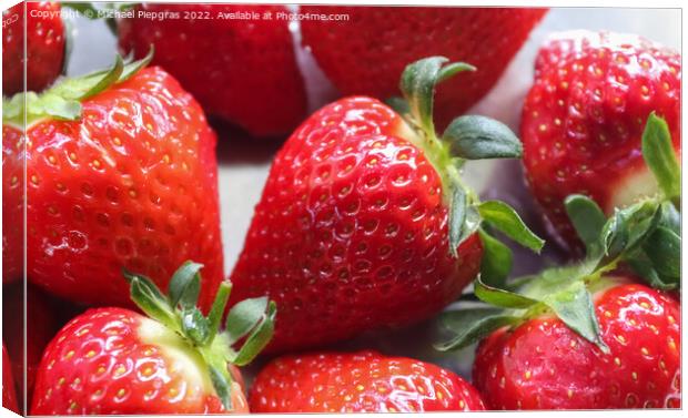 Close up on natural background of red strawberries ready for eat Canvas Print by Michael Piepgras