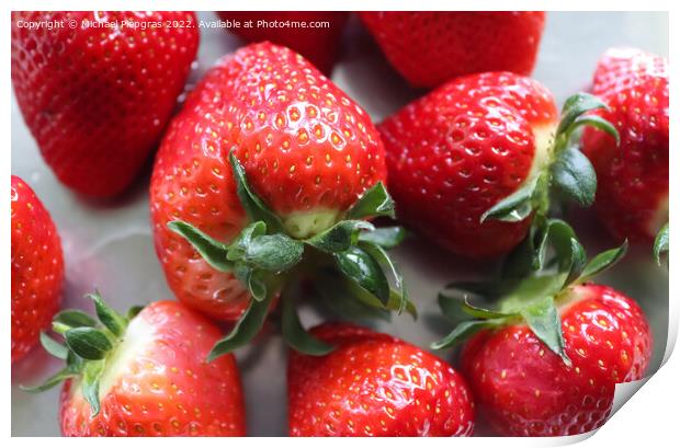 Close up on natural background of red strawberries ready for eat Print by Michael Piepgras