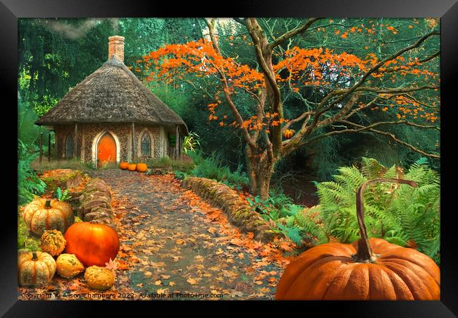 Autumn at Pumpkin Cottage Framed Print by Alison Chambers