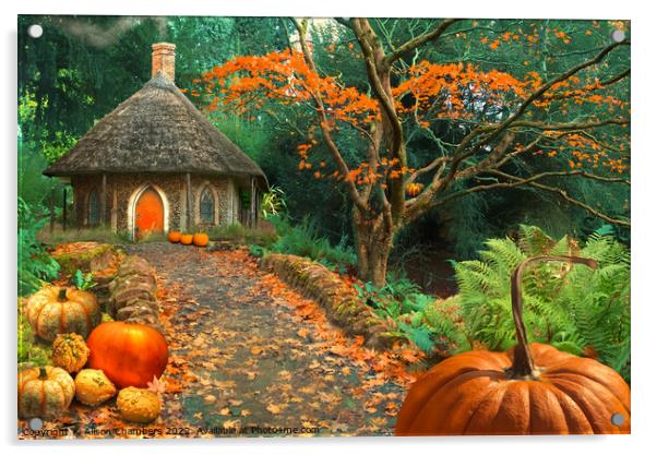 Autumn at Pumpkin Cottage Acrylic by Alison Chambers