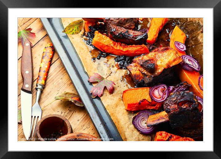 Tasty beef ribs BBQ Framed Mounted Print by Mykola Lunov Mykola