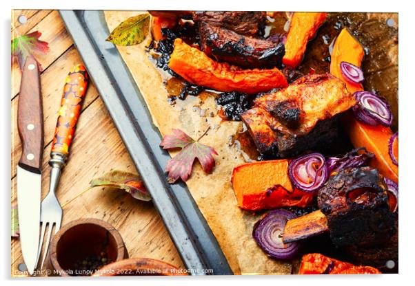 Tasty beef ribs BBQ Acrylic by Mykola Lunov Mykola