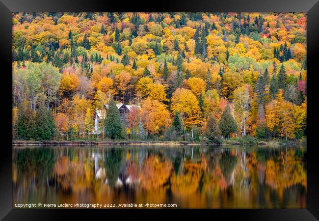 Cabin at the Lake in Autumn Framed Print by Pierre Leclerc Photography