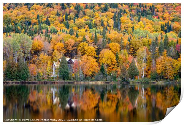 Cabin at the Lake in Autumn Print by Pierre Leclerc Photography